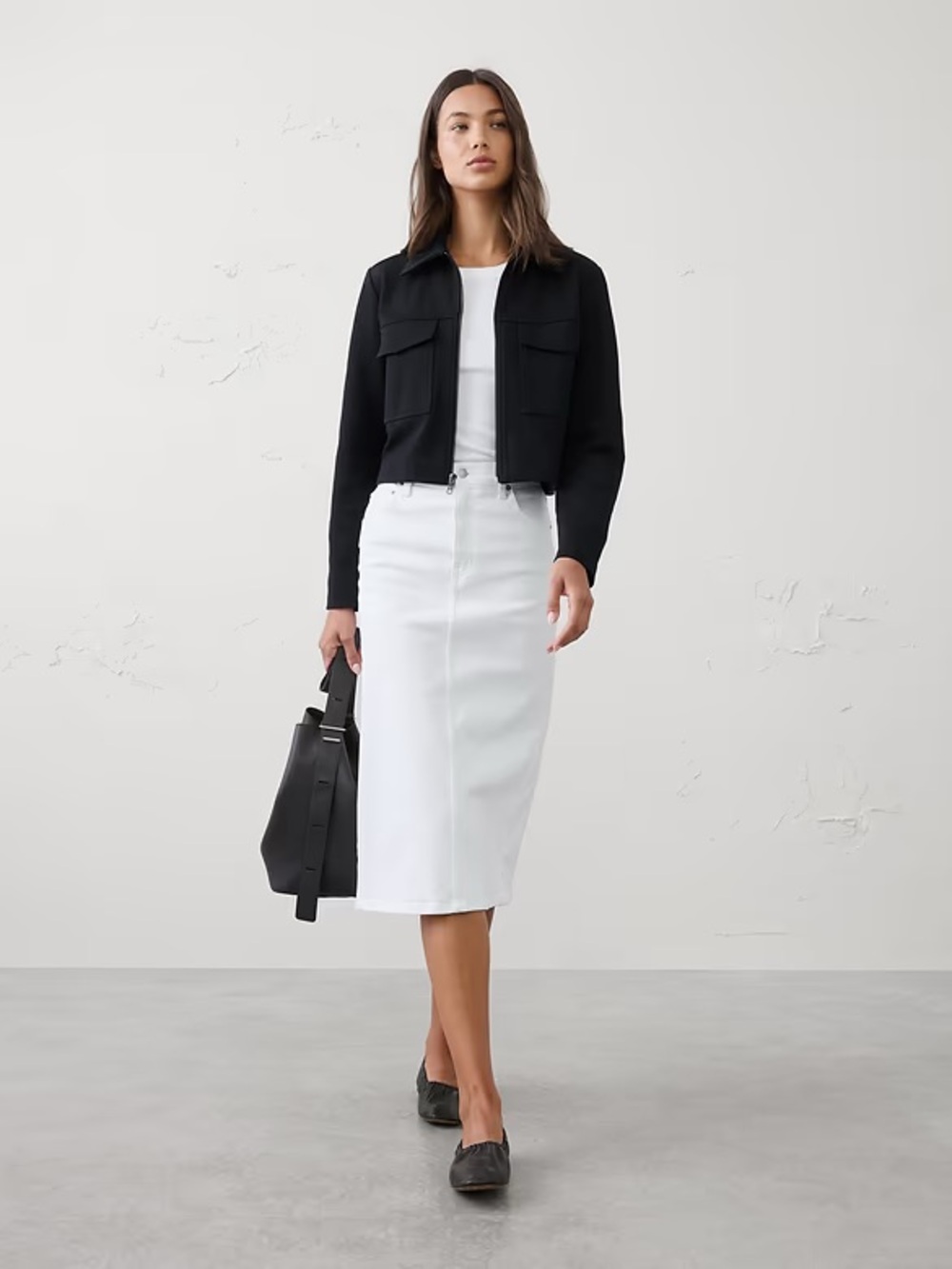 NWT Banana Republic Black Knit Twill Cropped Jacket